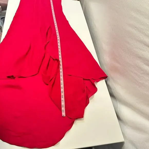 Haute Hippie 100% Silk Cowl Neck Racerback Dress Small Raspberry Red Fairy Party - Picture 12 of 14